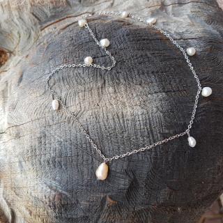 Gandia  Náhrdelník (chirurgická ocel, perly)