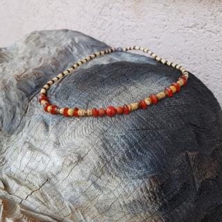 Leo  Pánský náhrdelník (dřevo, karneol, korál)