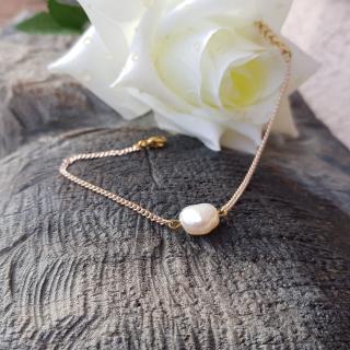 Margarit  náhrdelník + náramek (nerezová ocel, perla)