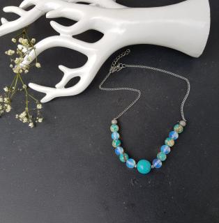 "Monet 2" Náhrdelník chocker (minerály, nerezová ocel)