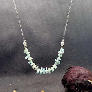 "Sonja 2" Náhrdelník (larimar, perly, nerezová ocel)