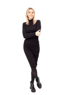Rolákové šaty SALVIA z bavlněného žebra černé Barva: černé, Velikost: XL