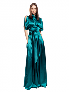 Smaragdové společenské šaty Barva: tyrkysový, Velikost: S
