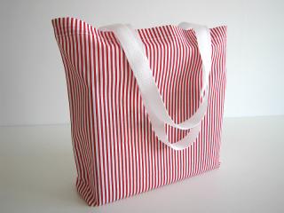 Nákupní taška - Červeno-bílé proužky