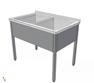 Nerezový dvoudřez svařovaný 1100x700x900 (nerez pro potravinářské účely) - mycí stůl
