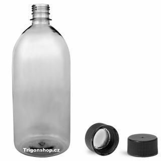 Plastová láhev čirá s černým víčkem Tera 1 L
