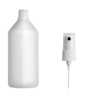 Plastová lahvička bílá s BÍLÝM kosmetickým rozprašovačem Via 215 ml