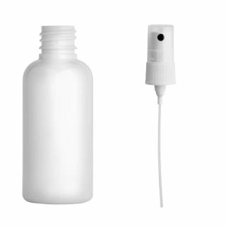 Plastová lahvička bílá s BÍLÝM kosmetickým rozprašovačem Via 50 ml