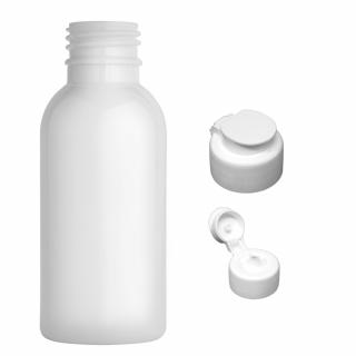 Plastová lahvička bílá s bílým dávkovacím víčkem Tera 100 ml