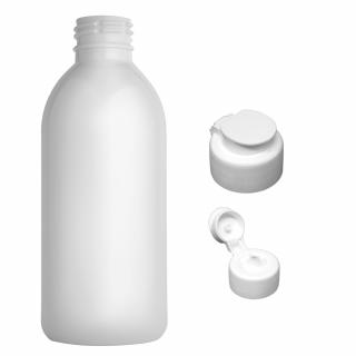 Plastová lahvička bílá s bílým dávkovacím víčkem Tera 250 ml