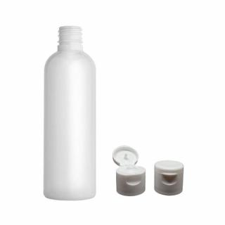 Plastová lahvička bílá s bílým dávkovacím víčkem Via 100 ml