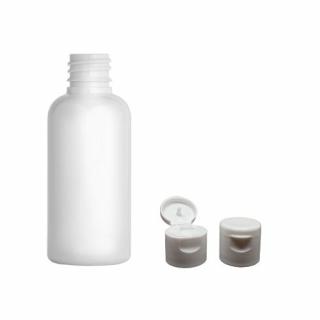 Plastová lahvička bílá s bílým dávkovacím víčkem Via 50 ml