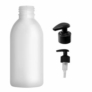 Plastová lahvička bílá s černou pumpičkou Tera 200 ml