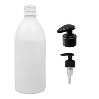 Plastová lahvička bílá s černou pumpičkou Tera 500 ml