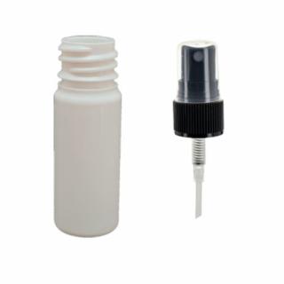 Plastová lahvička bílá s ČERNÝM kosmetickým rozprašovačem Via 10 ml
