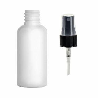 Plastová lahvička bílá s ČERNÝM kosmetickým rozprašovačem Via 50 ml