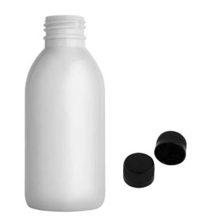 Plastová lahvička bílá s černým uzávěrem Tera 150 ml