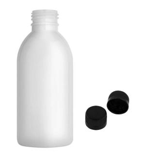 Plastová lahvička bílá s černým uzávěrem Tera 200 ml