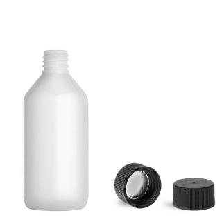 Plastová lahvička bílá s černým uzávěrem Via 115 ml