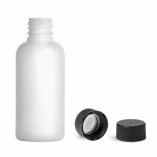 Plastová lahvička bílá s černým uzávěrem Via 50 ml