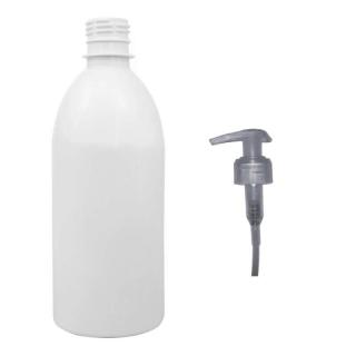 Plastová lahvička bílá s transparentní pumpičkou Tera 500 ml