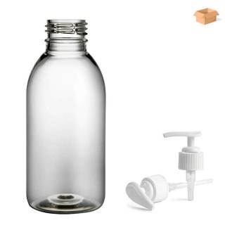 Plastová lahvička čirá s bílou pumpičkou Tera 150 ml - 260 ks