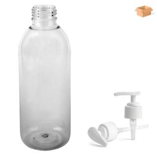 Plastová lahvička čirá s bílou pumpičkou Tera 300 ml - 160 ks