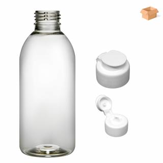 Plastová lahvička čirá s bílým dávkovacím víčkem Tera 200 ml - 220 ks