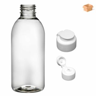 Plastová lahvička čirá s bílým dávkovacím víčkem Tera 250 ml  - 180 ks