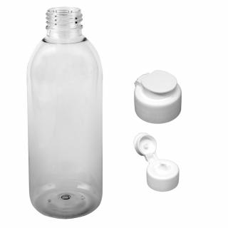 Plastová lahvička čirá s bílým dávkovacím víčkem Tera 300 ml