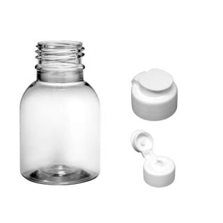 Plastová lahvička čirá s bílým dávkovacím víčkem Tera 50 ml