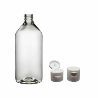 Plastová lahvička čirá s bílým dávkovacím víčkem Via 215 ml