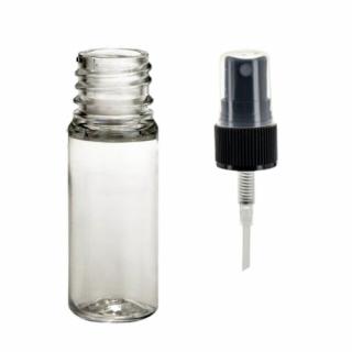 Plastová lahvička čirá s ČERNÝM kosmetickým rozprašovačem Via 10 ml