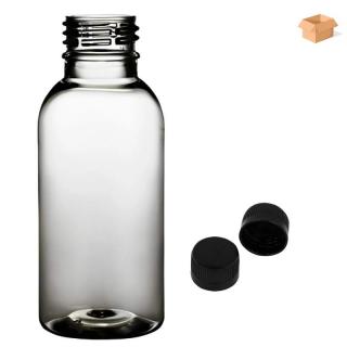 Plastová lahvička čirá s černým uzávěrem Tera 100 ml - 400 ks