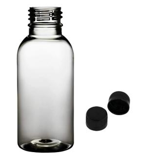 Plastová lahvička čirá s černým uzávěrem Tera 100 ml