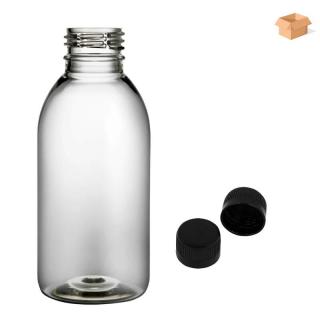 Plastová lahvička čirá s černým uzávěrem Tera 150 ml - 260 ks