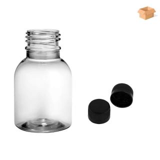 Plastová lahvička čirá s černým uzávěrem Tera 50 ml - 600 ks