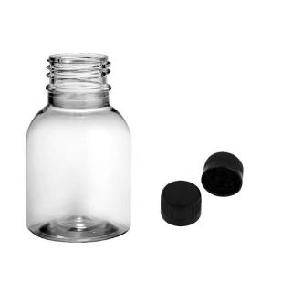 Plastová lahvička čirá s černým uzávěrem Tera 50 ml
