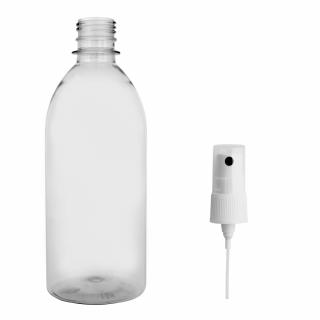 Plastová lahvička čirá s kosmetickým rozprašovačem Tera 500 ml