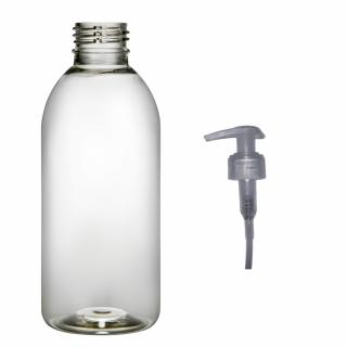 Plastová lahvička čirá s transparentní pumpičkou Tera 200 ml