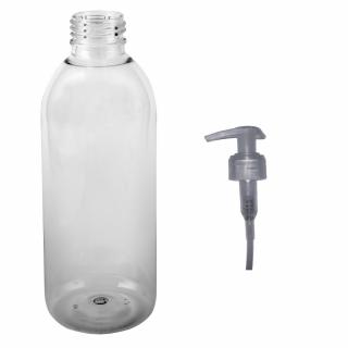Plastová lahvička čirá s transparentní pumpičkou Tera 300 ml