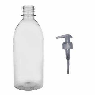 Plastová lahvička čirá s transparentní pumpičkou Tera 500 ml