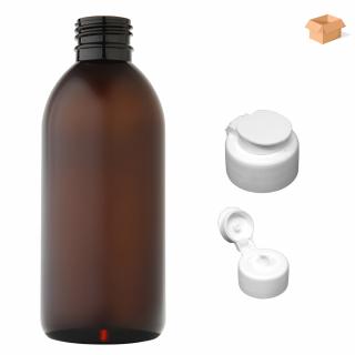Plastová lahvička hnědá s bílým dávkovacím víčkem Tera 250 ml - 180 ks