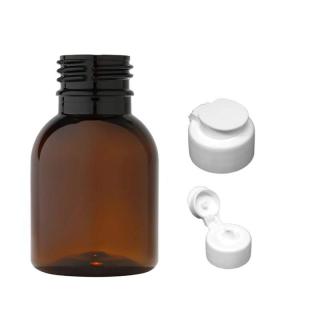 Plastová lahvička hnědá s bílým dávkovacím víčkem Tera 50 ml