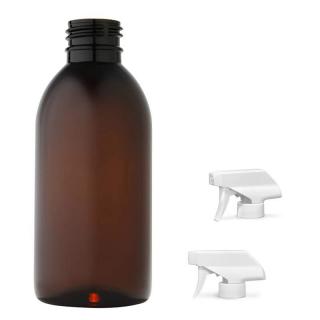 Plastová lahvička hnědá s bílým pistolovým rozprašovačem Tera 200 ml