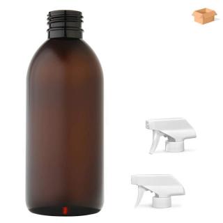 Plastová lahvička hnědá s bílým pistolovým rozprašovačem Tera 250 ml - 180 ks