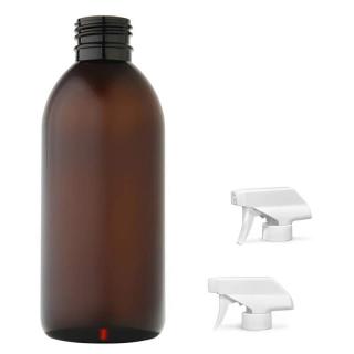 Plastová lahvička hnědá s bílým pistolovým rozprašovačem Tera 250 ml