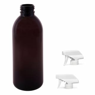Plastová lahvička hnědá s bílým pistolovým rozprašovačem Tera 300 ml
