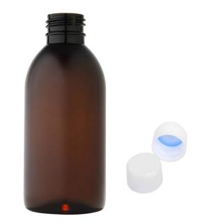 Plastová lahvička hnědá s bílým uzávěrem Tera 200 ml
