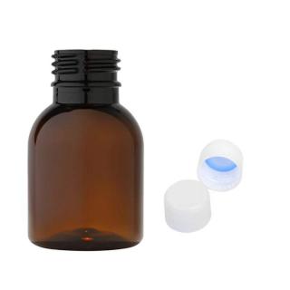 Plastová lahvička hnědá s bílým uzávěrem Tera 50 ml